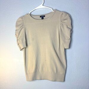 Express‎ Cream Puff Sleeve Ruched Blouse